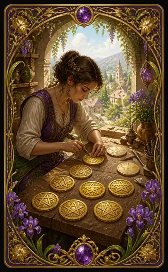 Tarotkortet Åtter i mynter