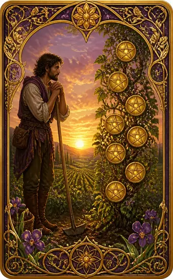 Tarotkortet Sjuer i mynter